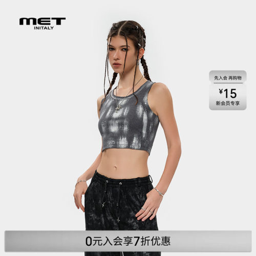 MET initaly潮流扎染设计背心女夏季新款美式无袖休闲上衣