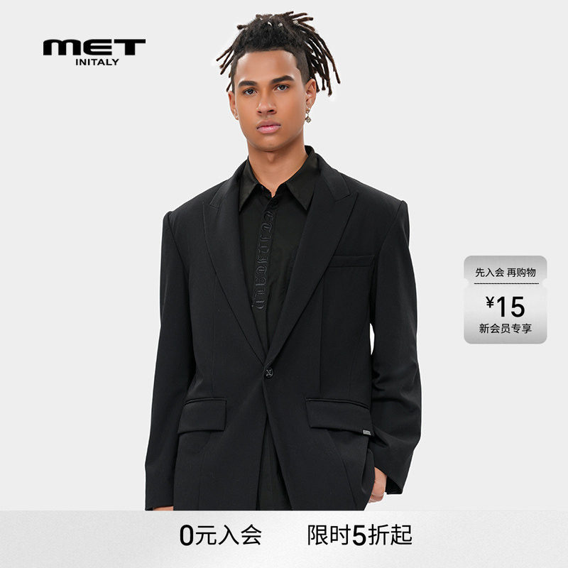 METinitaly一粒扣潮流通勤西装外套早春新款抗皱垂感西服