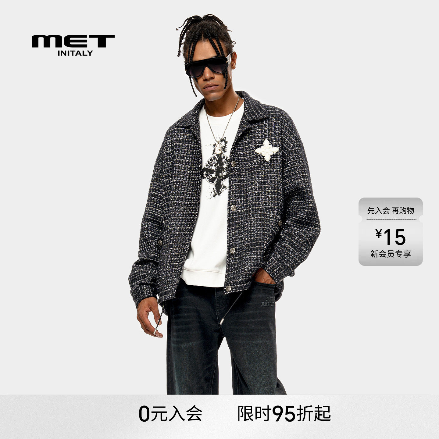 MET initaly麦特美式复古衬衫男早春新款休闲百搭翻领上衣