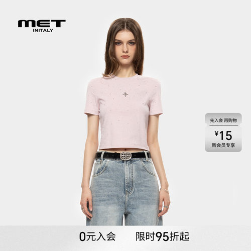 MET initaly美式街头复古印花短袖T恤女早春新款休闲百搭上衣
