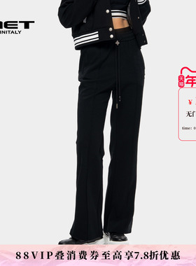 MET initaly麦特美式复古休闲裤女秋季新款休闲百搭微喇裤子