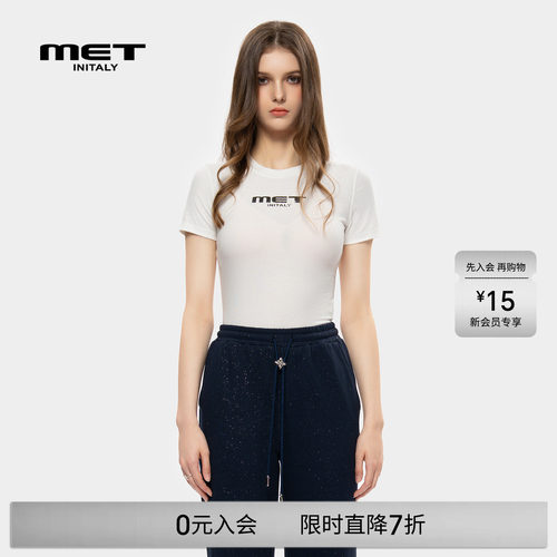MET initaly美式复古印花短袖T恤女早春新款内搭上衣百搭休闲