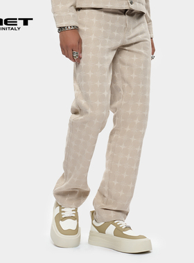 MET initaly麦特夏季新款印花复古潮流百搭牛仔裤休闲直筒裤