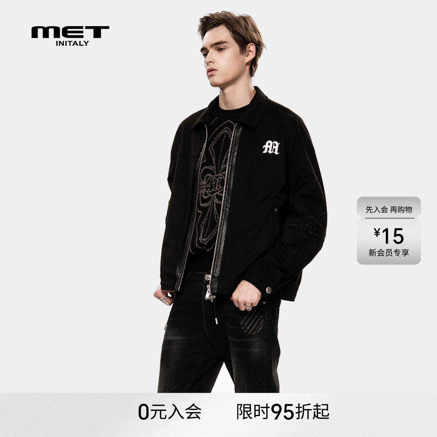 MET initaly麦特美式复古夹克男早春新款休闲百搭棒球外套