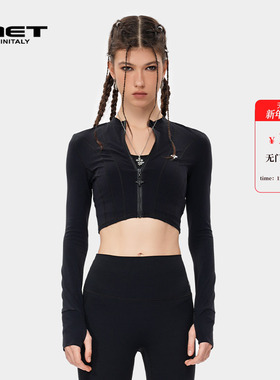 MET initaly麦特拉链潮牌短外套女夏季新款美式基础百搭上衣