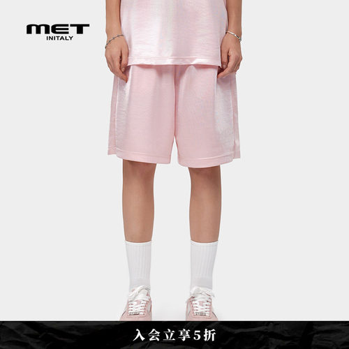 MET initaly麦特美式运动刺绣街头裤子夏季新款休闲短裤男女同款