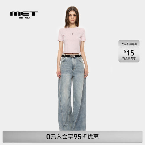 MET initaly美式街头复古印花短袖T恤女早春新款休闲百搭上衣