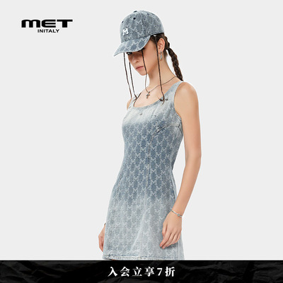 MET initaly美式渐变印花无袖背心连衣裙女夏季新款裙子