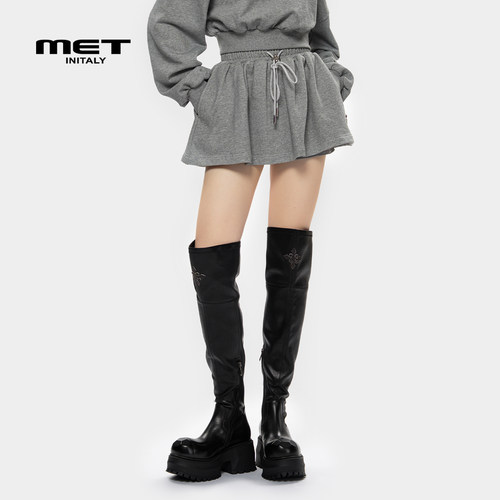 MET initaly麦特美式复古半身裙女早春新款休闲百搭短裙子