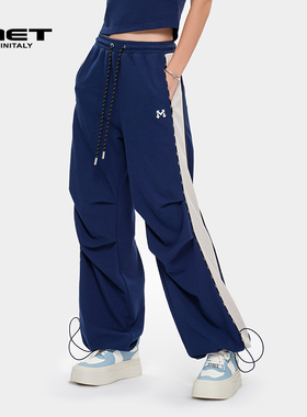 MET initaly麦特拼接撞色潮牌工装裤女夏季新款休闲街头长裤子
