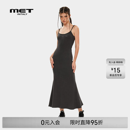 修身收腰灰色女士吊带裙
