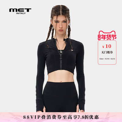 MET initaly麦特拉链潮牌短外套女夏季新款美式基础百搭上衣