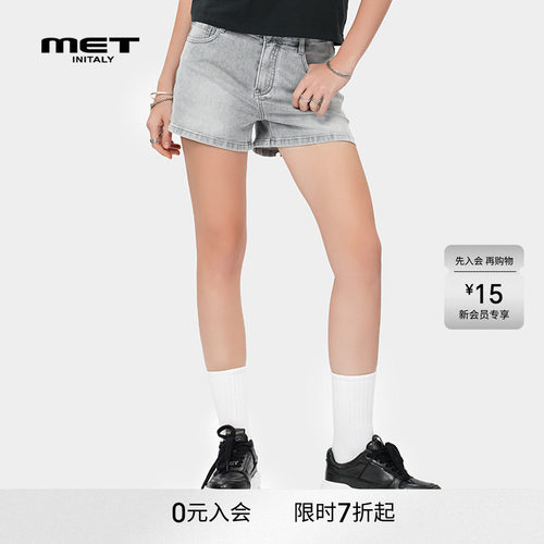 MET initaly麦特高街潮牌复古牛仔短裤夏季新款休闲百搭热裤女