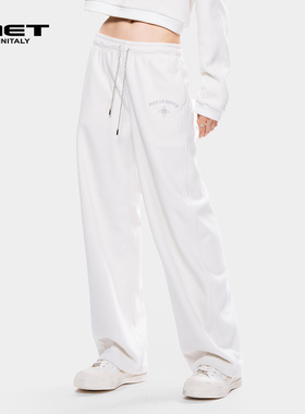 MET initaly麦特美式复古休闲裤女秋季新款休闲百搭长裤直筒裤子