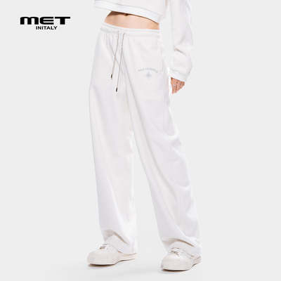 MET initaly麦特美式复古休闲裤女秋季新款休闲百搭长裤直筒裤子
