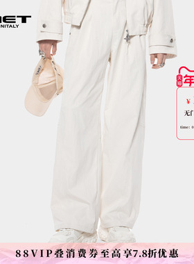 MET initaly简约宽松阔腿裤男女春季新款直筒休闲裤子显瘦百搭
