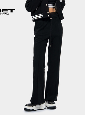 MET initaly麦特美式复古休闲裤女秋季新款休闲百搭微喇裤子