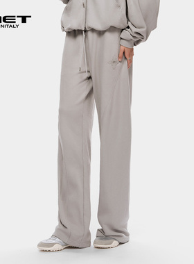 MET initaly麦特美式复古休闲裤女秋季新款百搭阔腿长裤直筒裤子