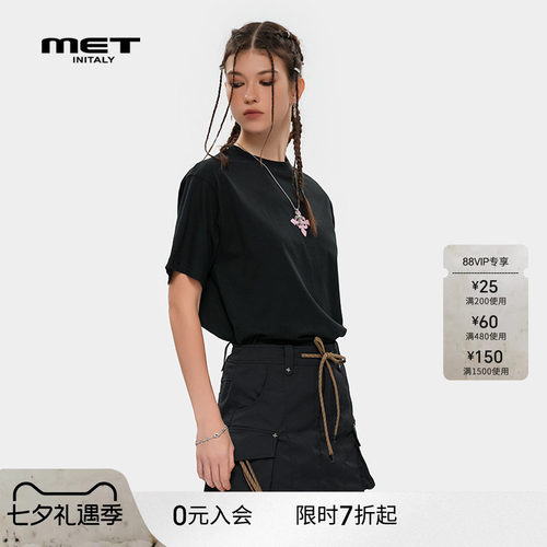 MET initaly潮牌美式休闲百搭短袖T恤女夏季新款印花上衣