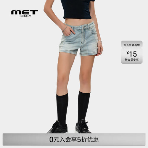MET initaly美式复古风潮牌辣妹热裤女夏季新款低腰牛仔短裤