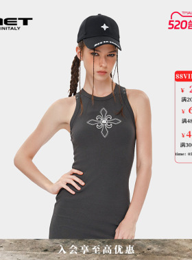 MET initaly麦特国潮印花无袖背心连衣裙夏季新款休闲百搭裙子