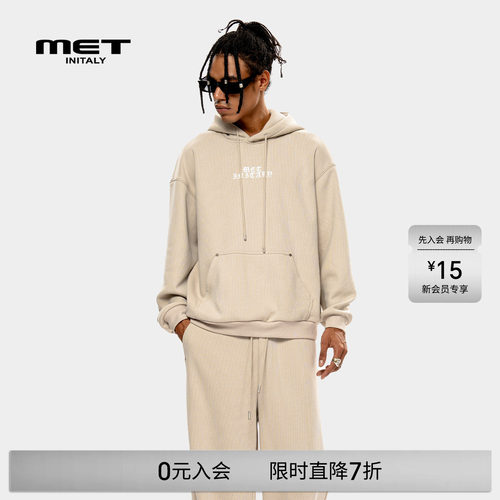 MET initaly麦特美式复古连帽卫衣男女早春新款休闲百搭上衣