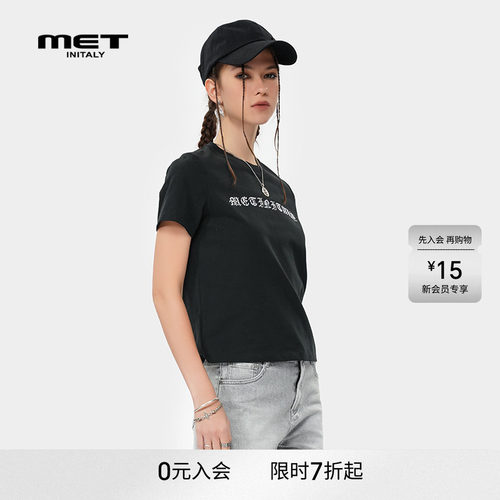 MET initaly夏季新款美式街头风短袖T恤休闲百搭上衣女