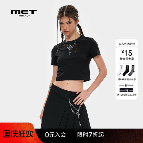 MET initaly十字花潮牌百搭上衣女夏季新款街头短袖T恤
