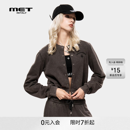 MET initaly麦特美式复古夹克女早春新款休闲百搭棒球外套