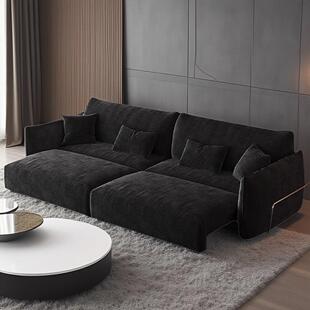 包豪斯电动功能布艺沙发床雪尼尔绒大小户型覆古风可伸缩直排沙发