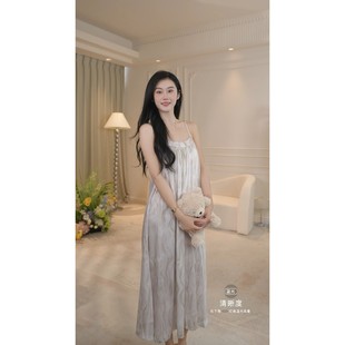 睡衣家居服 水墨画 带胸垫丝睡裙甜美性感可外穿吊带纯欲夏季