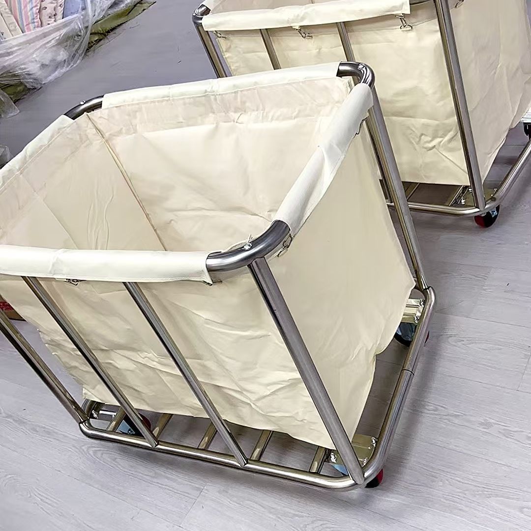 布草车酒店宾馆服务车洗衣房用干洗店收纳不锈钢手推脏布草回收车