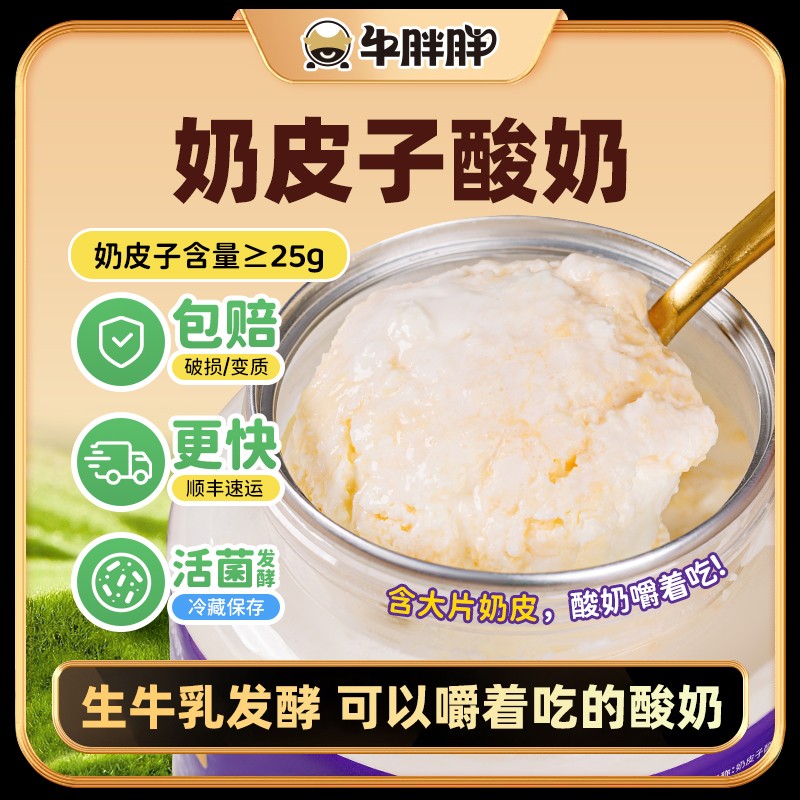 牛胖胖奶皮子酸奶内蒙古特产手工鲜奶皮子早餐酸奶嚼着吃520g/罐