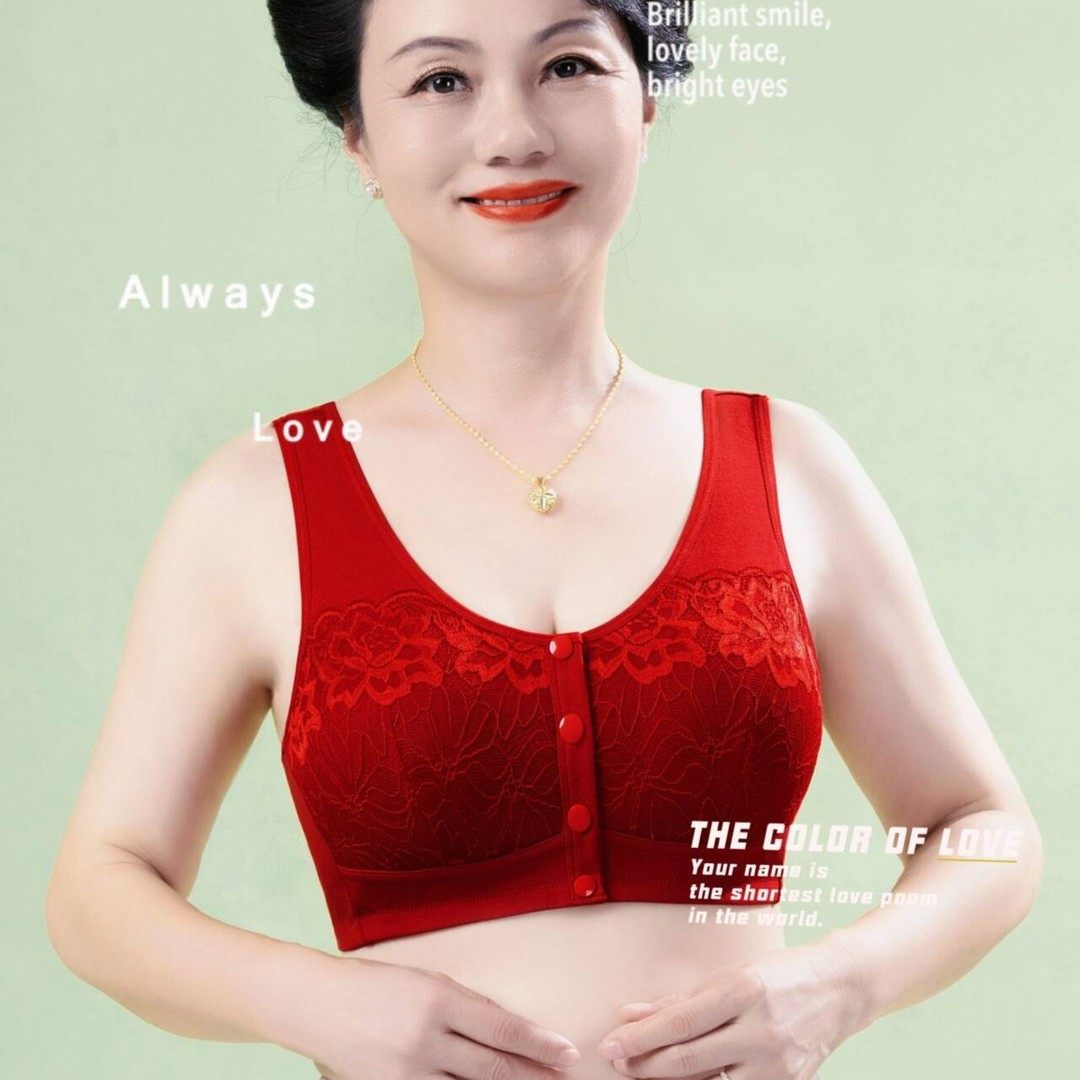 【拍一发二】前开扣妈妈文胸纯棉内衣无钢圈中老年薄大码背心式胸