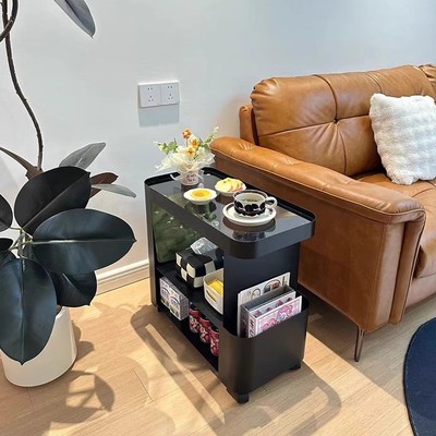 棠克奶油风沙发可移动边几侧边柜床头置物架客厅小茶几铁艺推车