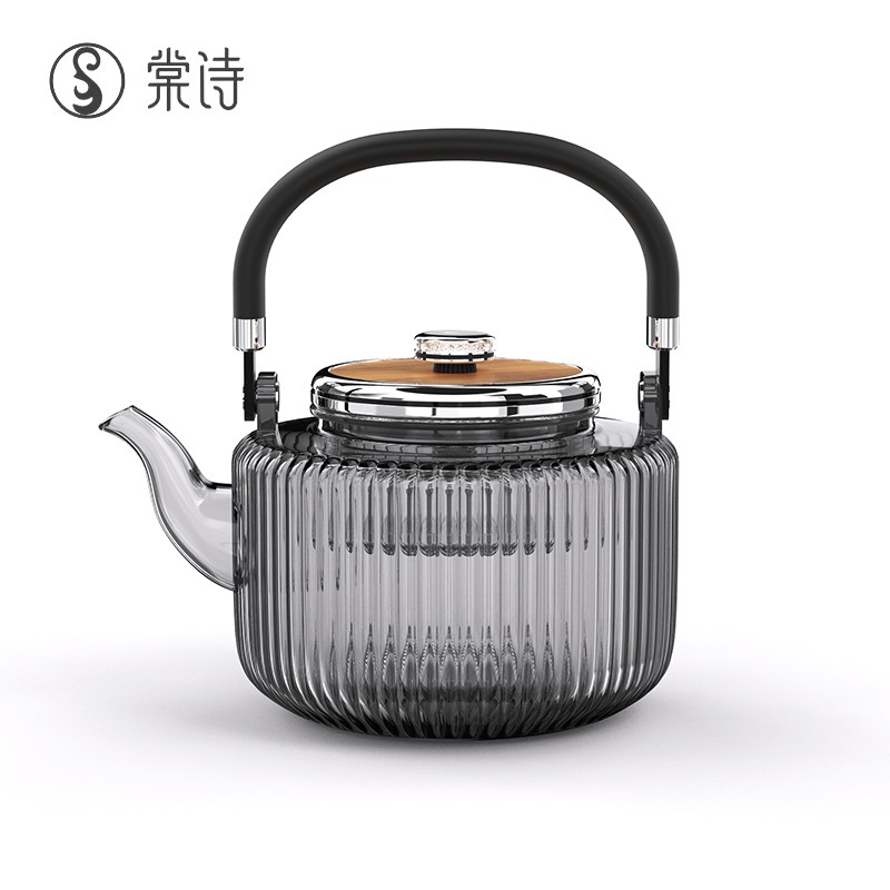 棠诗明镜壶家用大容量耐热加厚烧水过滤透明玻璃蒸煮煮茶壶