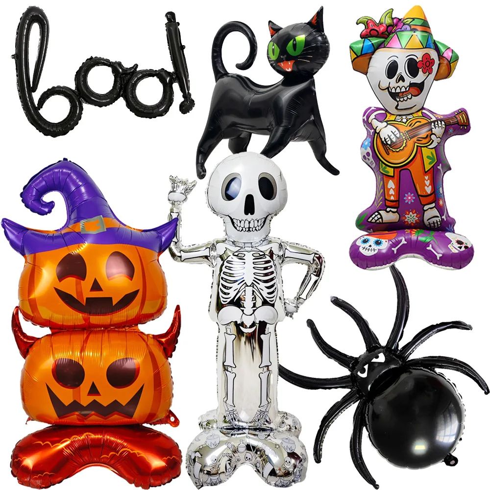 Halloween Balloon Decorations With Black Boo! Cat Spide Day