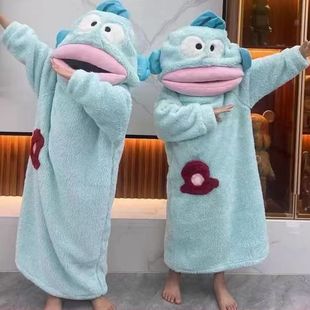 624儿童丑鱼汉顿可爱搞怪连体睡衣男女冬季加绒加厚珊瑚绒卡通家