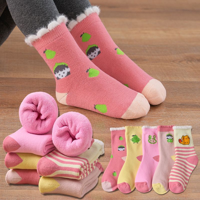 冬款加绒加厚儿童袜子厚款毛圈袜保暖毛袜子男童袜子卡通袜1-12岁