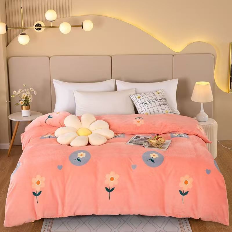 冬季加厚牛奶绒被套双面绒防静电单人双人加绒保暖被罩被套牛奶绒