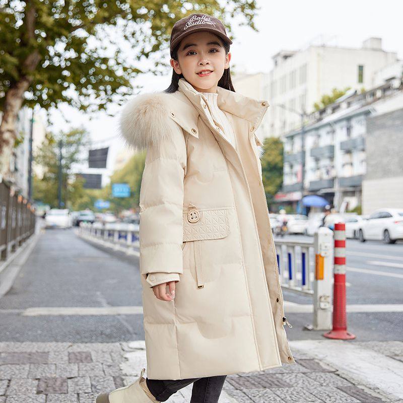 女童羽绒服2024新款洋气中大童加厚中长款过膝休闲白鸭绒冬装外套,童装/婴儿装/亲子装,棉袄/棉服,淘宝优惠券,粉丝福利购,淘宝优惠卷