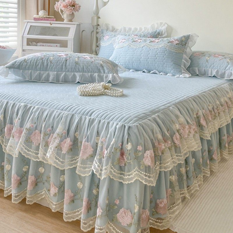 韩版公主风夹棉床裙床罩单件防滑加厚裙式床单防尘四季款双人床盖,床上用品,床裙,淘宝优惠券,粉丝福利购,淘宝优惠卷
