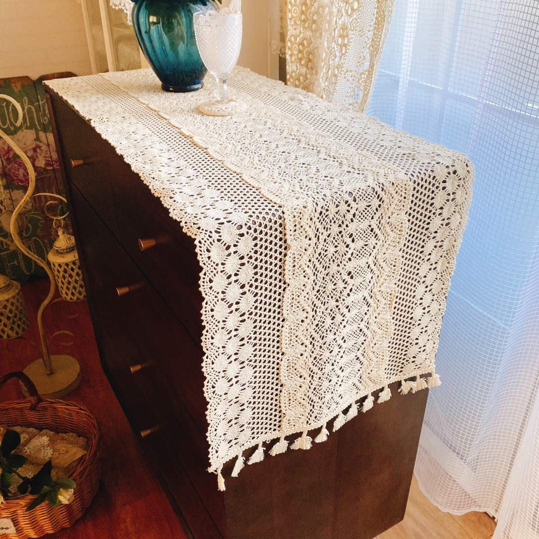 电视柜茶几床头柜钩花网红美式茶旗布艺台布高档鞋柜盖布桌旗桌布