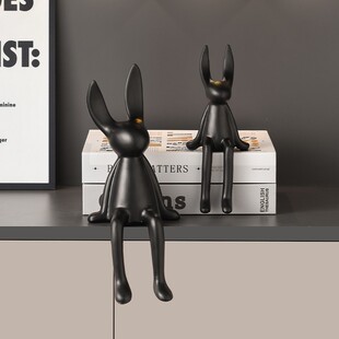 北欧风哑光陶瓷长耳兔摆件客厅酒柜玄关摆件工艺品家居简约装饰品