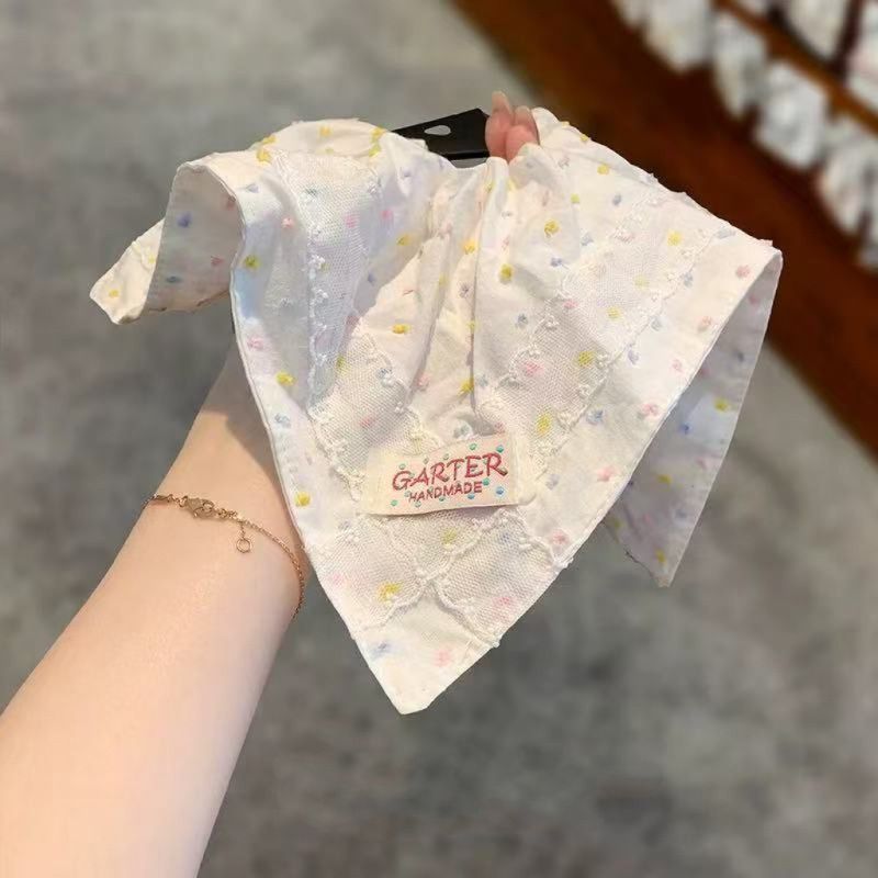 彩色点点方巾大肠发圈女韩系甜美方形扎头发低马尾玩骰子发绳头绳