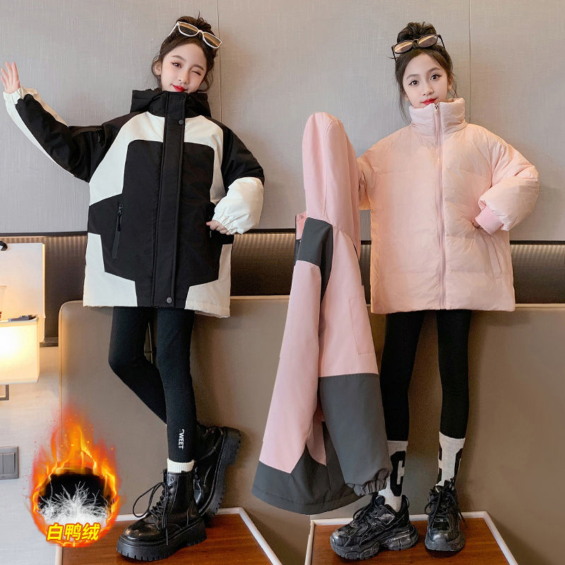 女童冲锋衣羽绒服2024新款秋冬款儿童中大童三合一洋气小女孩外套