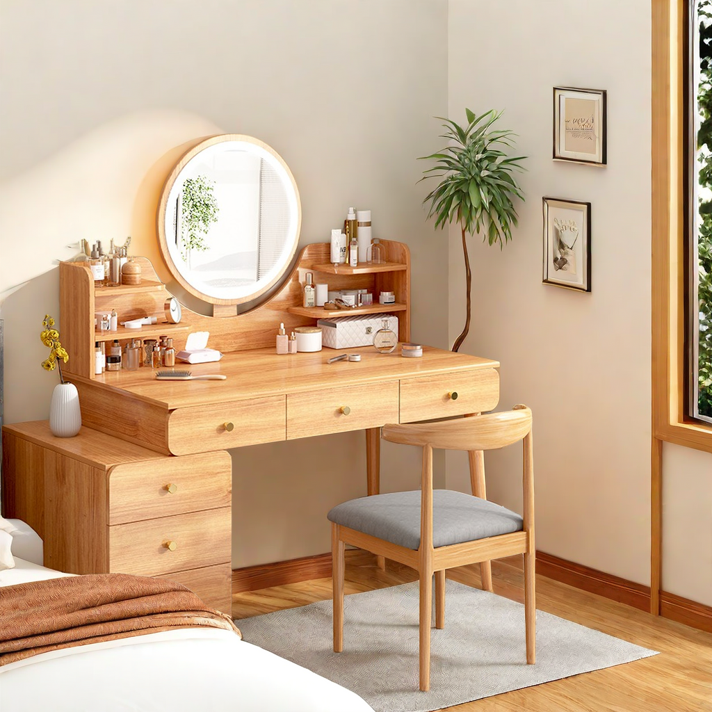 家用梳妆台ins风简约床头柜斗柜一体桌小户型卧室台式书桌化妆桌