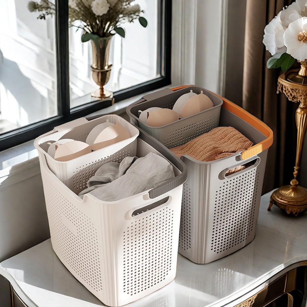 智纳生活【2件套】高品质家用收纳筐浴室脏衣篮收纳篮零食玩具收