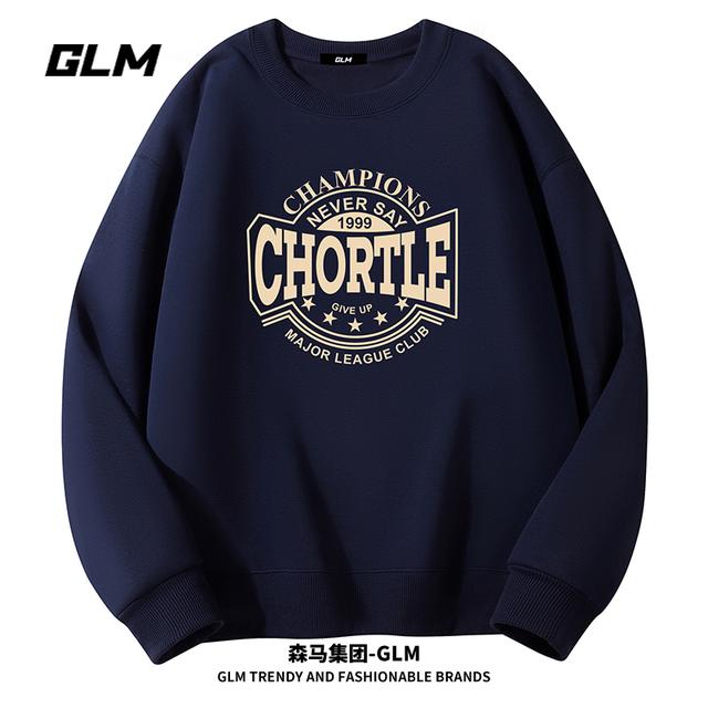潮牌GLM春秋季男士卫衣休闲运动宽松长袖T恤打底衫大码印花上衣服