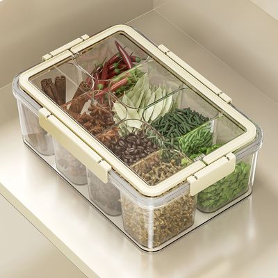 六格一体调料盒调料盒商用多格一体带盖密封手提式厨房透明大容量